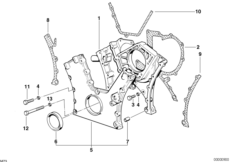 Корпус блока ГРМ Нж для BMW E38 750i M73 (схема запасных частей)