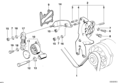 Рем.привод генер./насоса гидроус.р.упр. для BMW E38 L7 M73 (схема запасных частей)