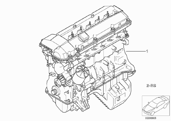 Силовой агрегат для BMW E36 323ti M52 (схема запчастей)