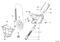 Смазочная система/маслян.насос с прив. для BMW E38 L7 M73 (схема запасных частей)