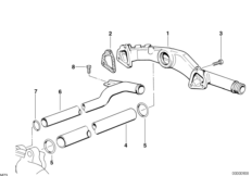 Трубопровод системы охлаждения для BMW E38 750i M73 (схема запасных частей)