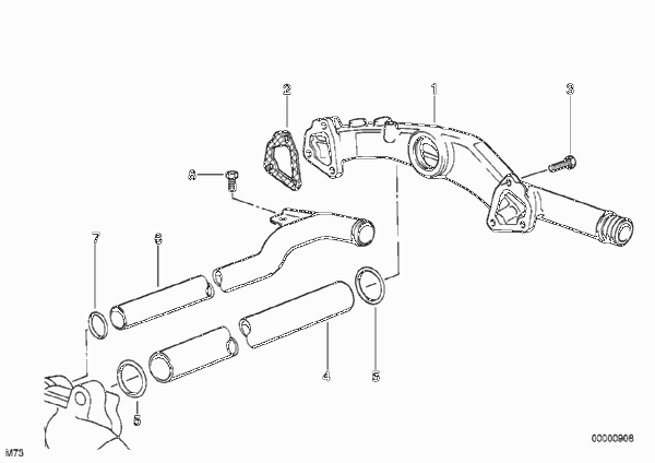 Трубопровод системы охлаждения для BMW E38 750i M73 (схема запчастей)