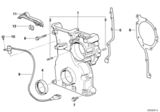 Корпус блока ГРМ для BMW E39 520i M52 (схема запасных частей)