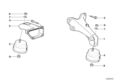 Подвеска двигателя/демпфер для BMW E36 318tds M41 (схема запасных частей)