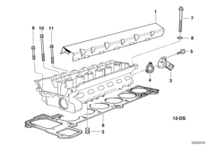 Головка блока цилиндров-доп.элементы для BMW E34 525i M50 (схема запасных частей)