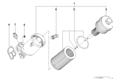 Смазочная система-масляный фильтр для BMW E36 325tds M51 (схема запасных частей)