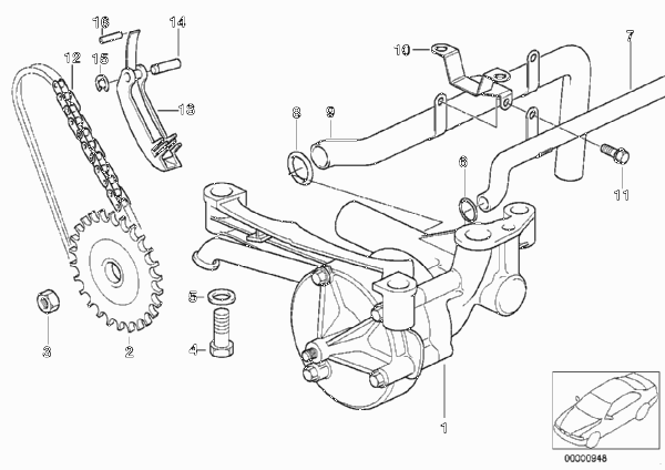 Смазочная система/маслян.насос с прив. для BMW E36 M3 S50 (схема запчастей)