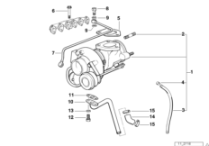 Турбонагнетатель со смазкой для BMW E39 525td M51 (схема запасных частей)