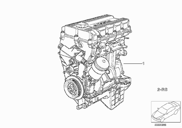 Силовой агрегат для BMW Z3 Z3 1.9 M44 (схема запчастей)