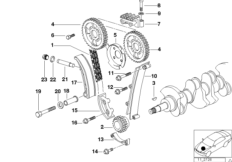 Приводная цепь механ.газораспределения для BMW E36 318is M44 (схема запасных частей)