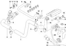 Сист.впуска воздуховода наддув.возд./AGR для BMW E36 325td M51 (схема запасных частей)