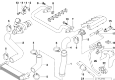 Сист.впуска воздуховода наддув.возд./AGR для BMW E36 325tds M51 (схема запасных частей)
