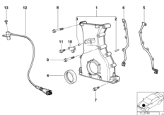Корпус блока ГРМ для BMW E36 M3 3.2 S50 (схема запасных частей)