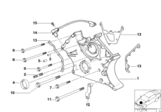Корпус блока ГРМ Нж для BMW E38 740i M60 (схема запасных частей)