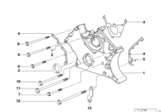 Корпус блока ГРМ Нж для BMW E38 740i M62 (схема запасных частей)