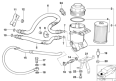 Масляный фильтр смаз.сист./маслопроводы для BMW E39 540i M62 (схема запасных частей)