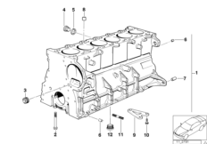 Блок-картер двигателя для BMW Z3 Z3 2.8 M52 (схема запасных частей)