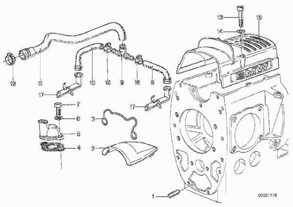 Система вентиляции картера двигателя для BMW 2472 R 65 RT SF 0 (схема запчастей)