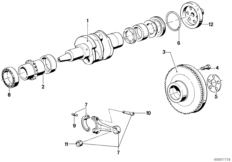 Коленчатый вал/шатун/дополнит.элементы для BMW 2477 R 80 TIC 0 (схема запасных частей)