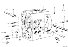 Картер двигателя дополнительные элементы для BMW 2474 R 100 TIC 0 (схема запасных частей)
