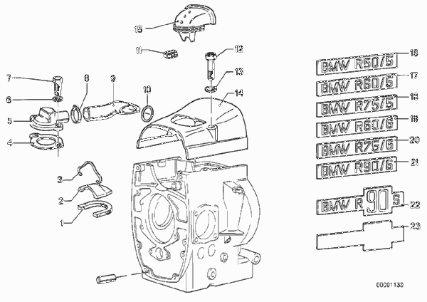 Система вентиляции картера двигателя для MOTO 2476 R60/6 0 (схема запчастей)