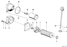 Масляный фильтр, измерительный щуп для BMW 2476 R75/6 0 (схема запасных частей)