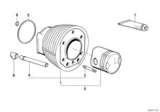 Биметаллический цилиндр для BMW 2477 R 80 RT 0 (схема запасных частей)