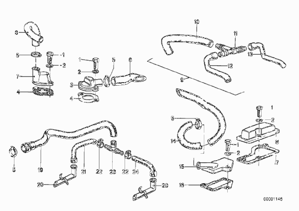 Система вентиляции картера двигателя для BMW 2477 R 80 TIC 0 (схема запчастей)