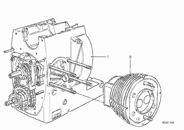 Силовой агрегат для BMW 2474 R 100 RT 0 (схема запчастей)