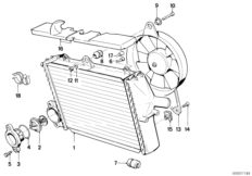 Термостат радиатора вод.охл./вентилятор для BMW K569 K 75 85 (0562,0571) 0 (схема запасных частей)