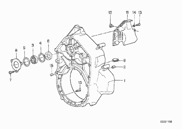 Промежут.часть картера/крышка генератора для BMW 89V2 K 1100 RS (0522,0532) 0 (схема запчастей)