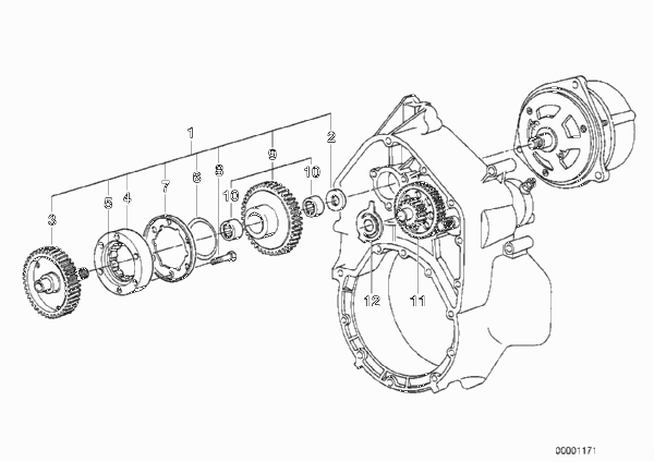 Механизм своб.хода стартера/промеж.вал для BMW 89V2 K 1100 RS (0522,0532) 0 (схема запчастей)