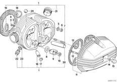 головка блока цилиндров для BMW 2478 R 100 RT 0 (схема запасных частей)