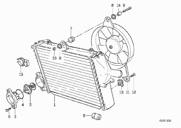 Термостат радиатора вод.охл./вентилятор для BMW 89V2 K 1100 LT (0526, 0536) 0 (схема запчастей)