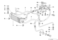 Масляный радиатор/трубопровод масл.рад. для BMW 259T R 1100 RT 96 (0413,0418) 0 (схема запасных частей)