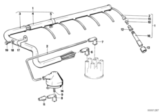 Жгут проводов высокого напряжения для BMW E12 520 M20 (схема запасных частей)