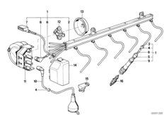 Жгут проводов высокого напр./свеча заж. для BMW E38 L7 M73 (схема запасных частей)