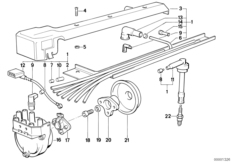 Жгут проводов высокого напр./свеча заж. для BMW E34 M5 3.6 S38 (схема запасных частей)