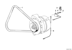 Клиновой ремень для BMW E30 325e M20 (схема запасных частей)