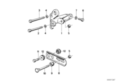 Элементы крепления генератора для BMW E30 M3 S14 (схема запасных частей)