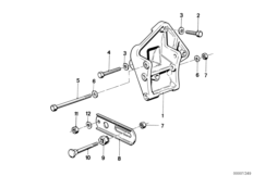Элементы крепления генератора для BMW E28 525e M20 (схема запасных частей)