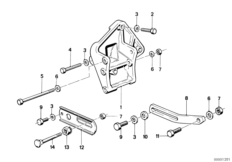Элементы крепления генератора для BMW E12 520 M20 (схема запасных частей)