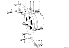 Элементы крепления генератора для BMW E12 528i M30 (схема запасных частей)
