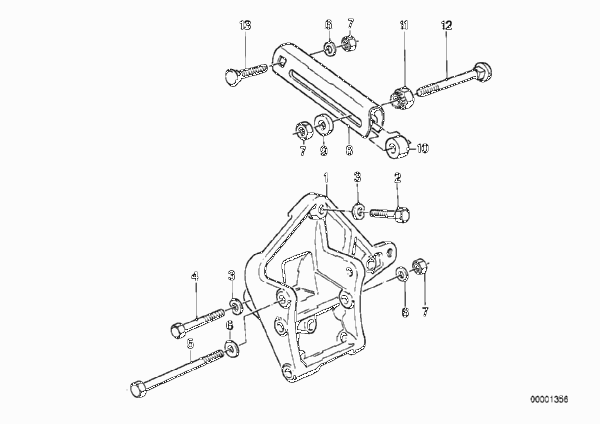 Элементы крепления генератора для BMW E28 524td M21 (схема запчастей)