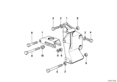 Элементы крепления генератора для BMW E34 M5 S38 (схема запасных частей)