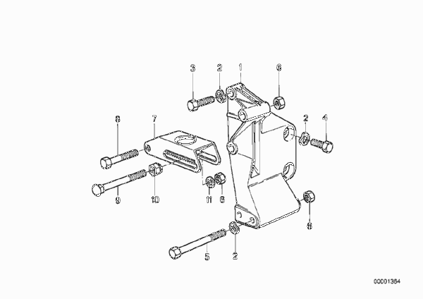 Элементы крепления генератора для BMW E34 M5 S38 (схема запчастей)