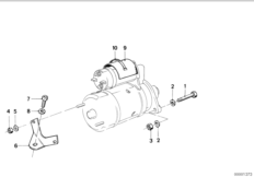 Элементы крепления стартера для BMW E30 316i M40 (схема запасных частей)