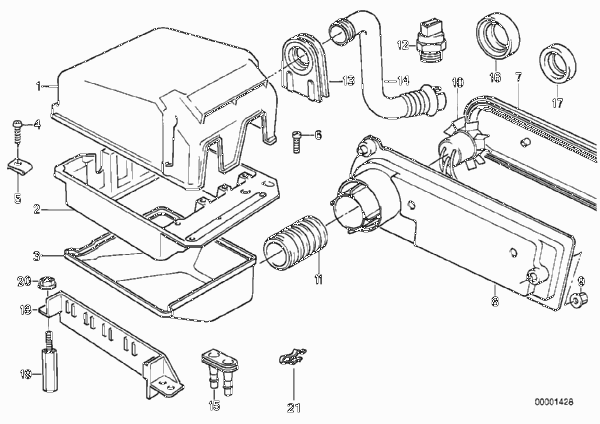 Реле двигателя/отсек упр.электроники для BMW E34 525i M20 (схема запчастей)