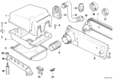 Реле двигателя/отсек упр.электроники для BMW E34 525i M50 (схема запасных частей)