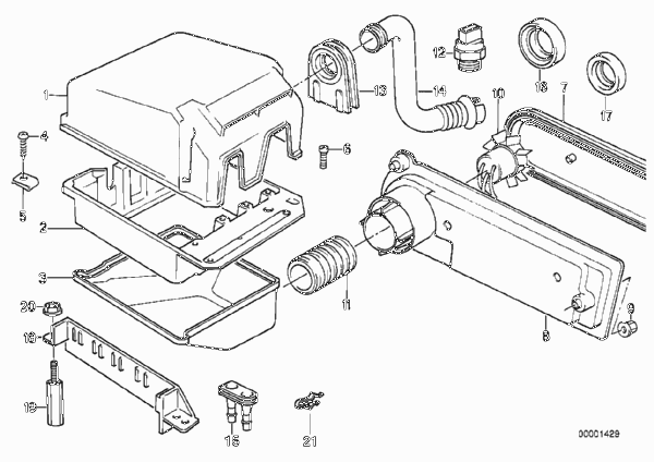 Реле двигателя/отсек упр.электроники для BMW E34 518i M43 (схема запчастей)